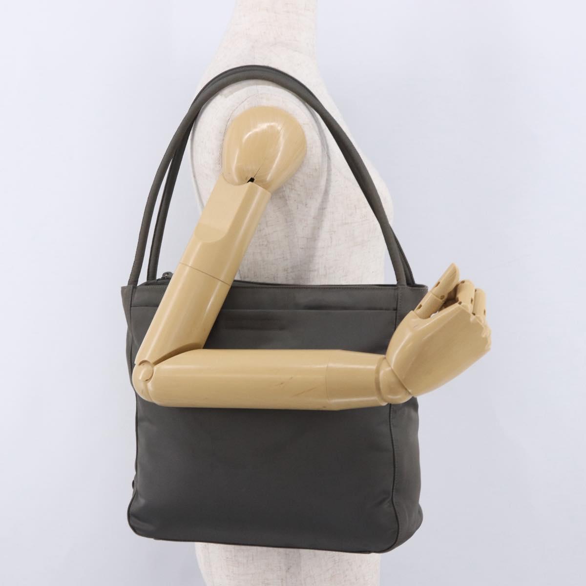 PRADA Tote Bag Nylon Green Silver Auth 197606