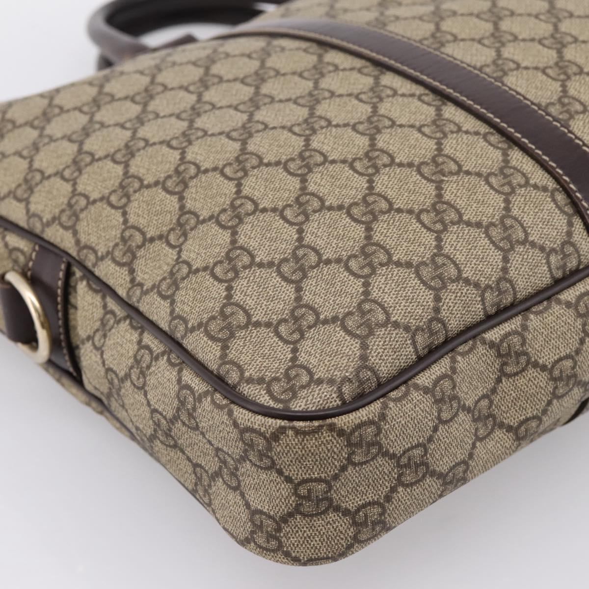 GUCCI GG Supreme Business Bag PVC Beige Gold 201480 Auth 197609