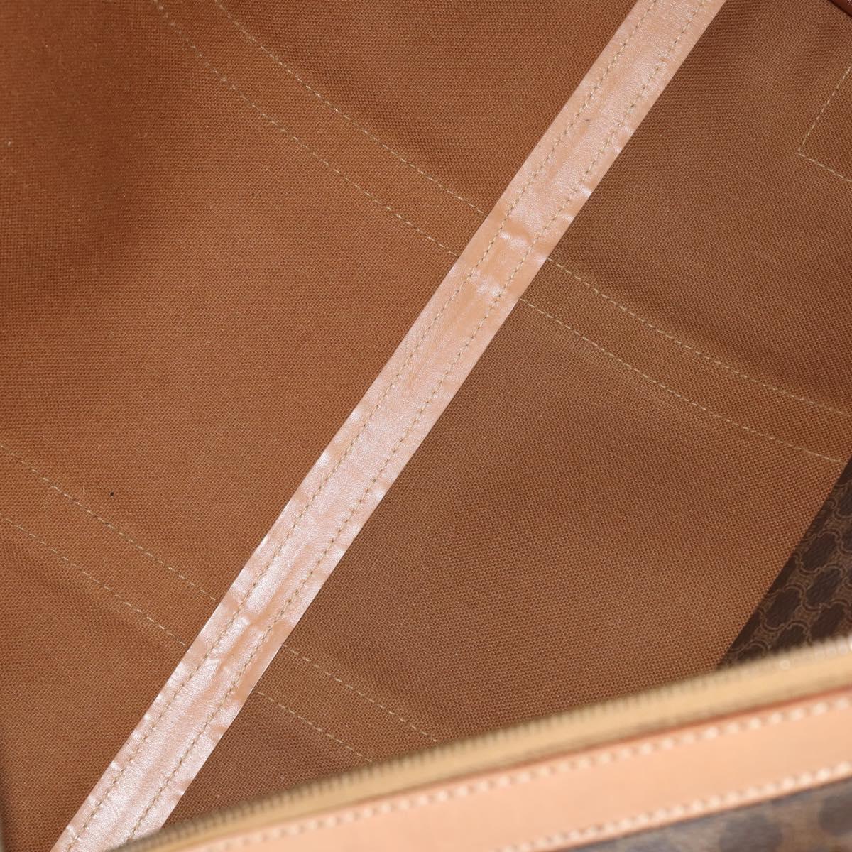 CELINE Macadam Canvas Boston Bag PVC Leather Brown Gold Auth 197610A