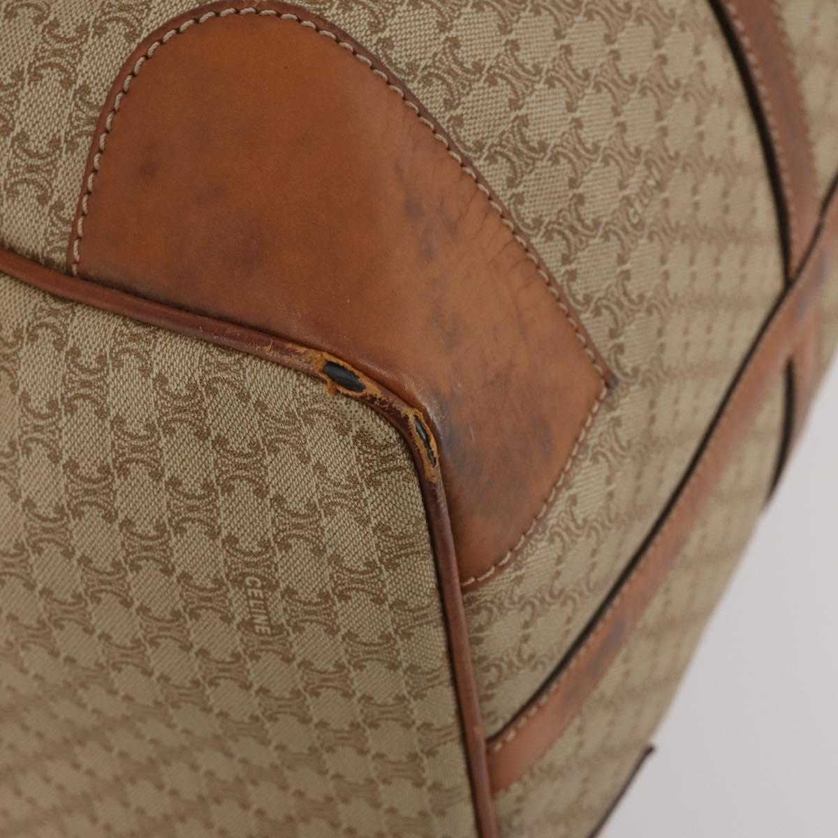 CELINE Macadam Canvas Boston Bag PVC Beige Gold Auth 197611