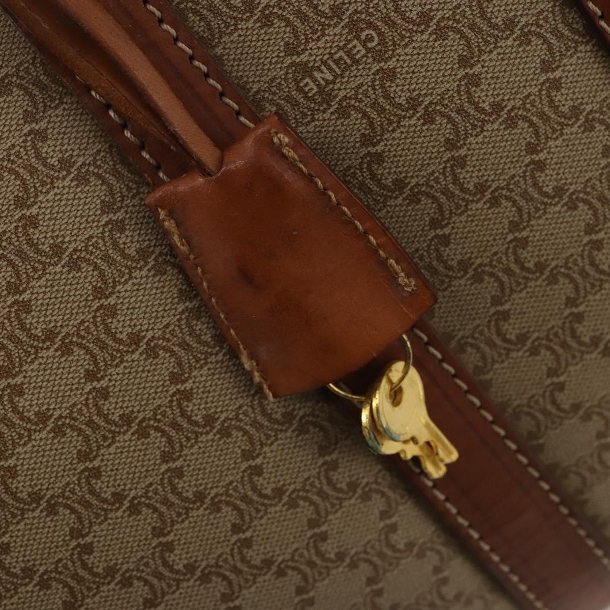 CELINE Macadam Canvas Boston Bag PVC Beige Gold Auth 197611
