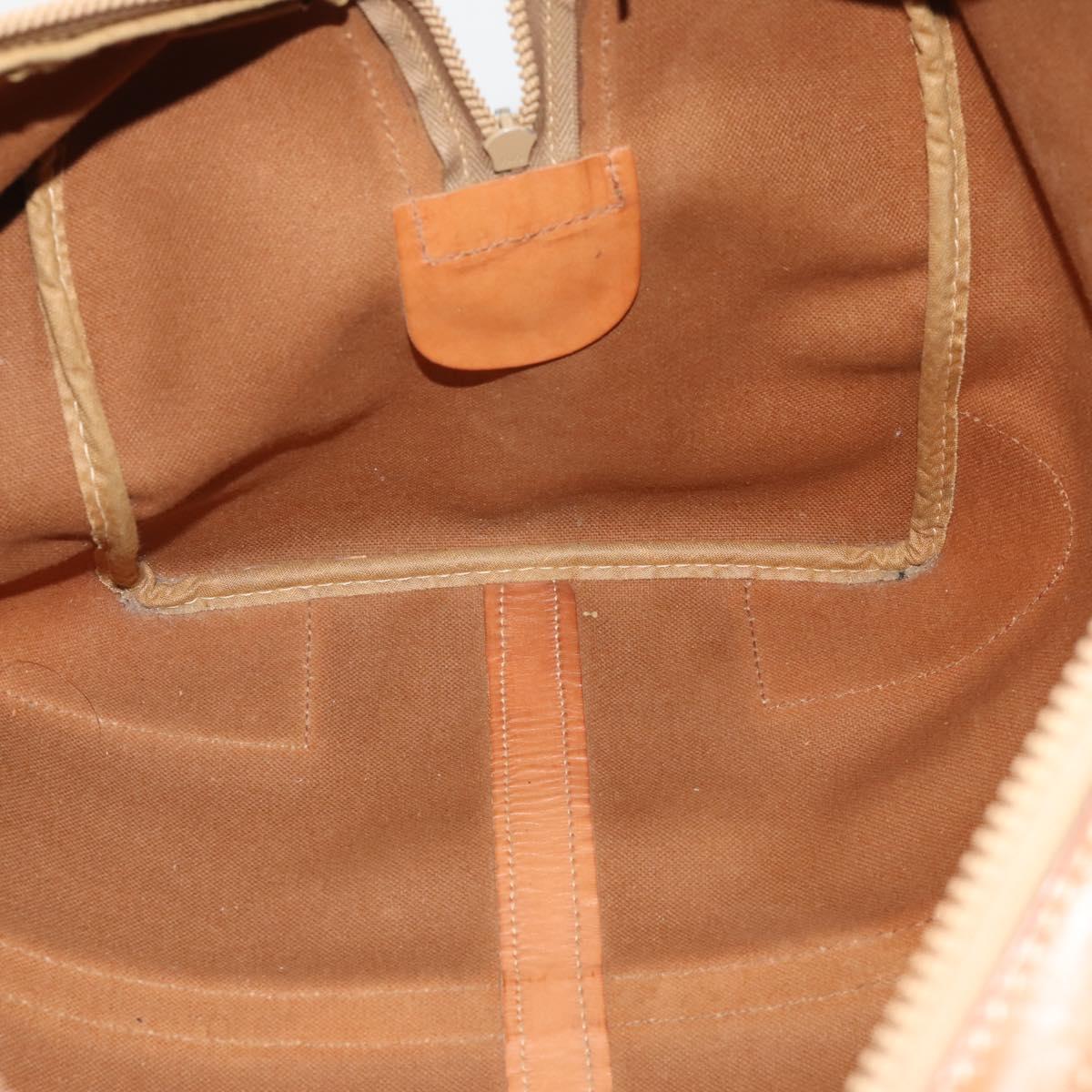 CELINE Macadam Canvas Boston Bag PVC Beige Gold Auth 197611