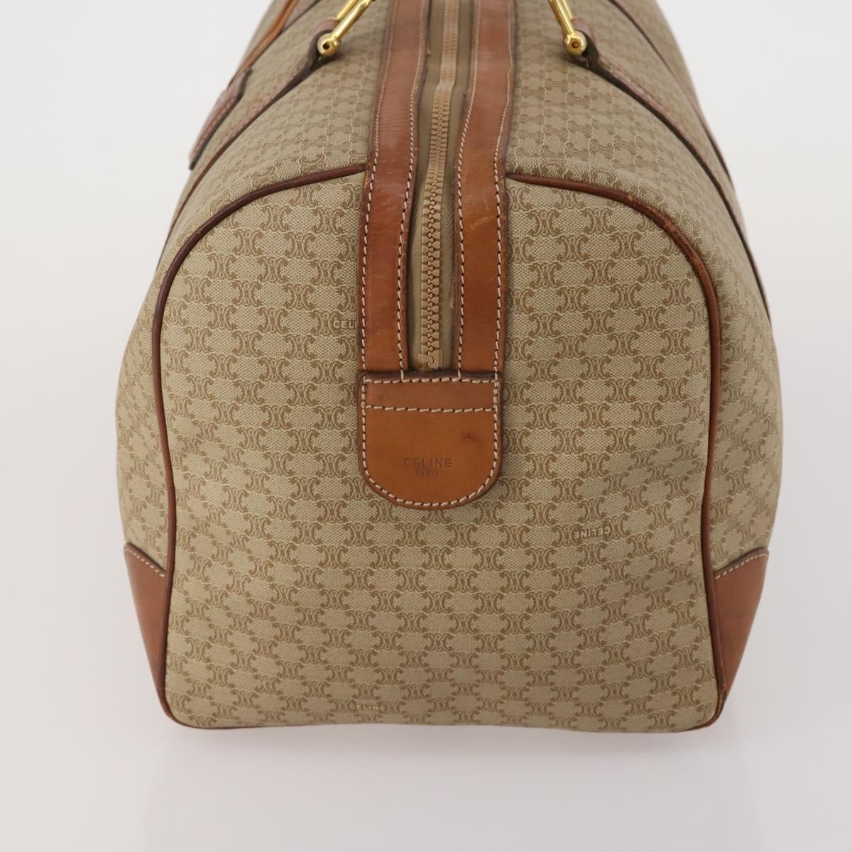 CELINE Macadam Canvas Boston Bag PVC Beige Gold Auth 197611