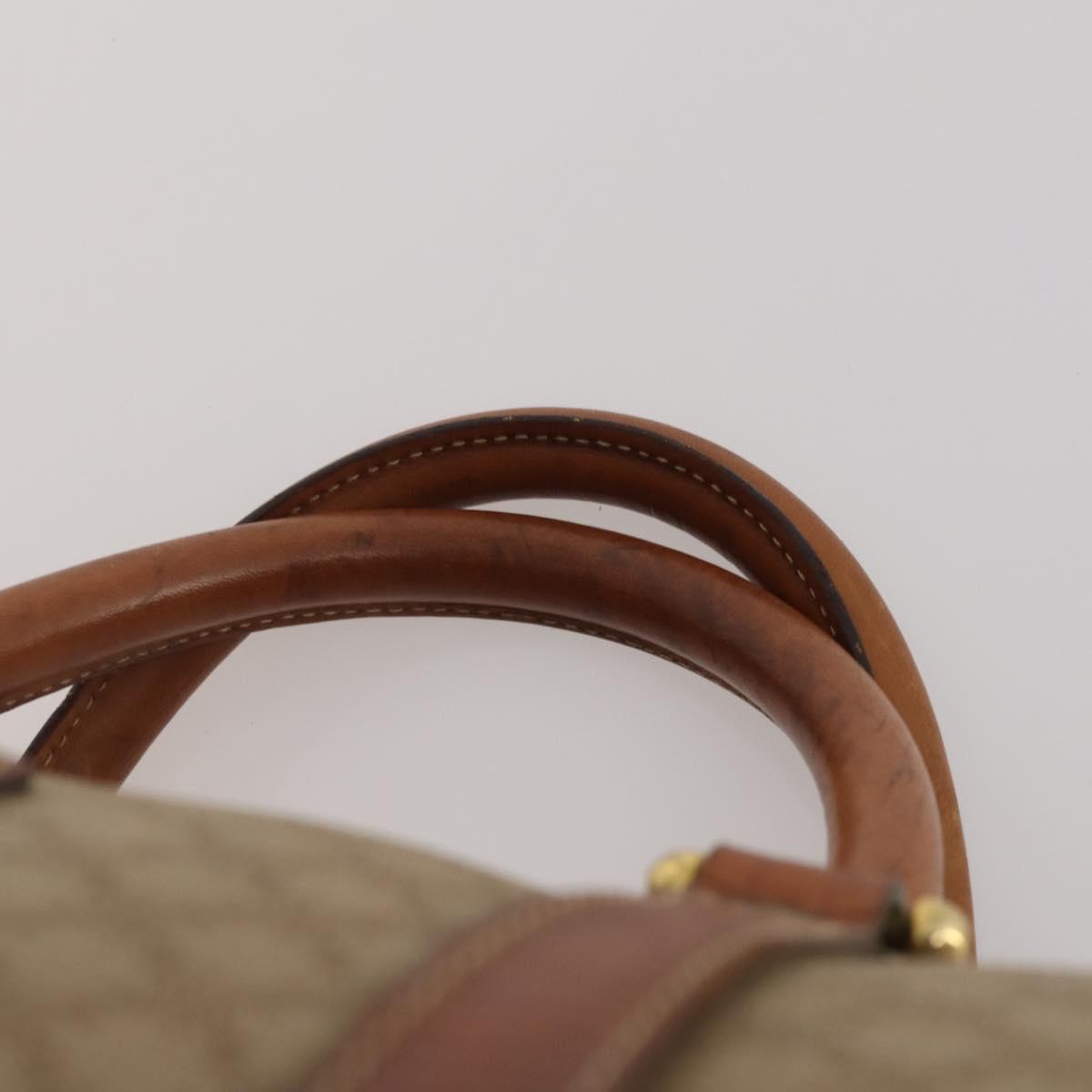 CELINE Macadam Canvas Boston Bag PVC Beige Gold Auth 197611