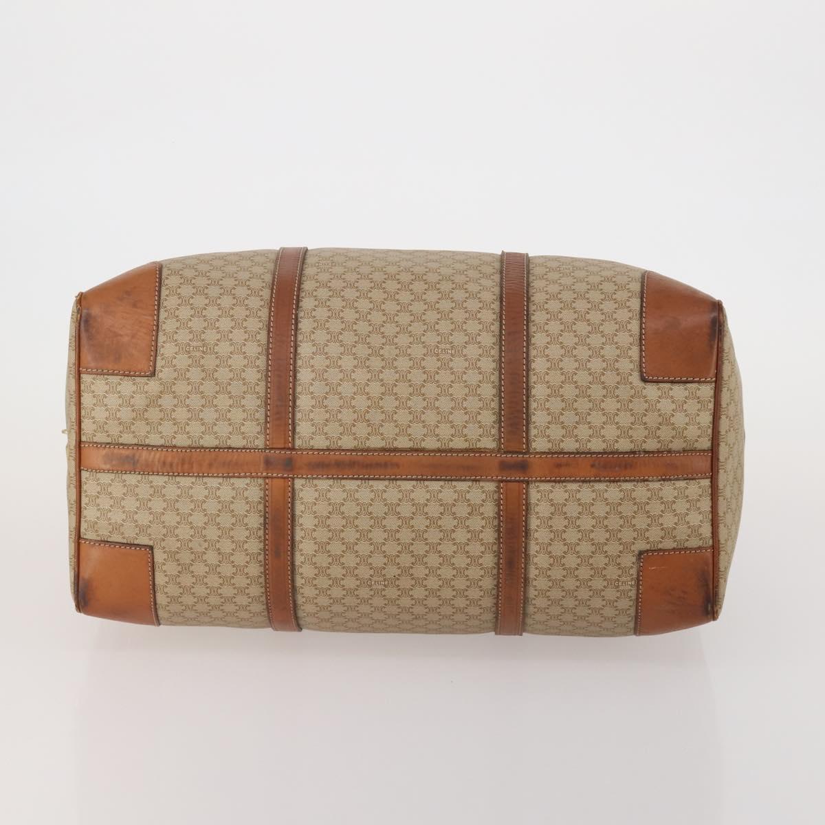 CELINE Macadam Canvas Boston Bag PVC Beige Gold Auth 197611