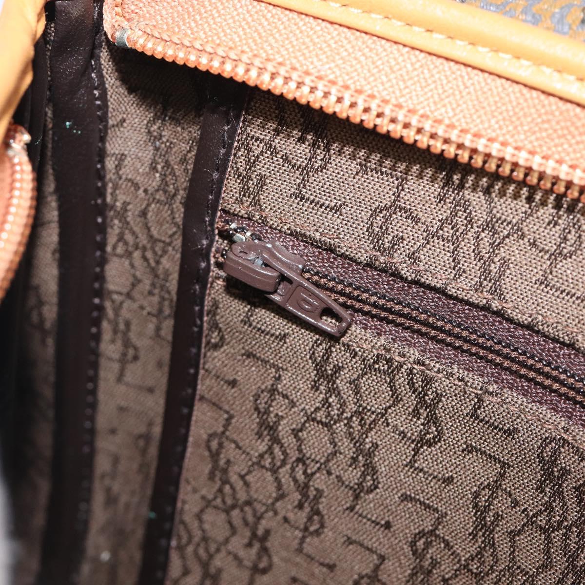 SAINT LAURENT Clutch Bag PVC Canvas Brown Gold Auth 197613A