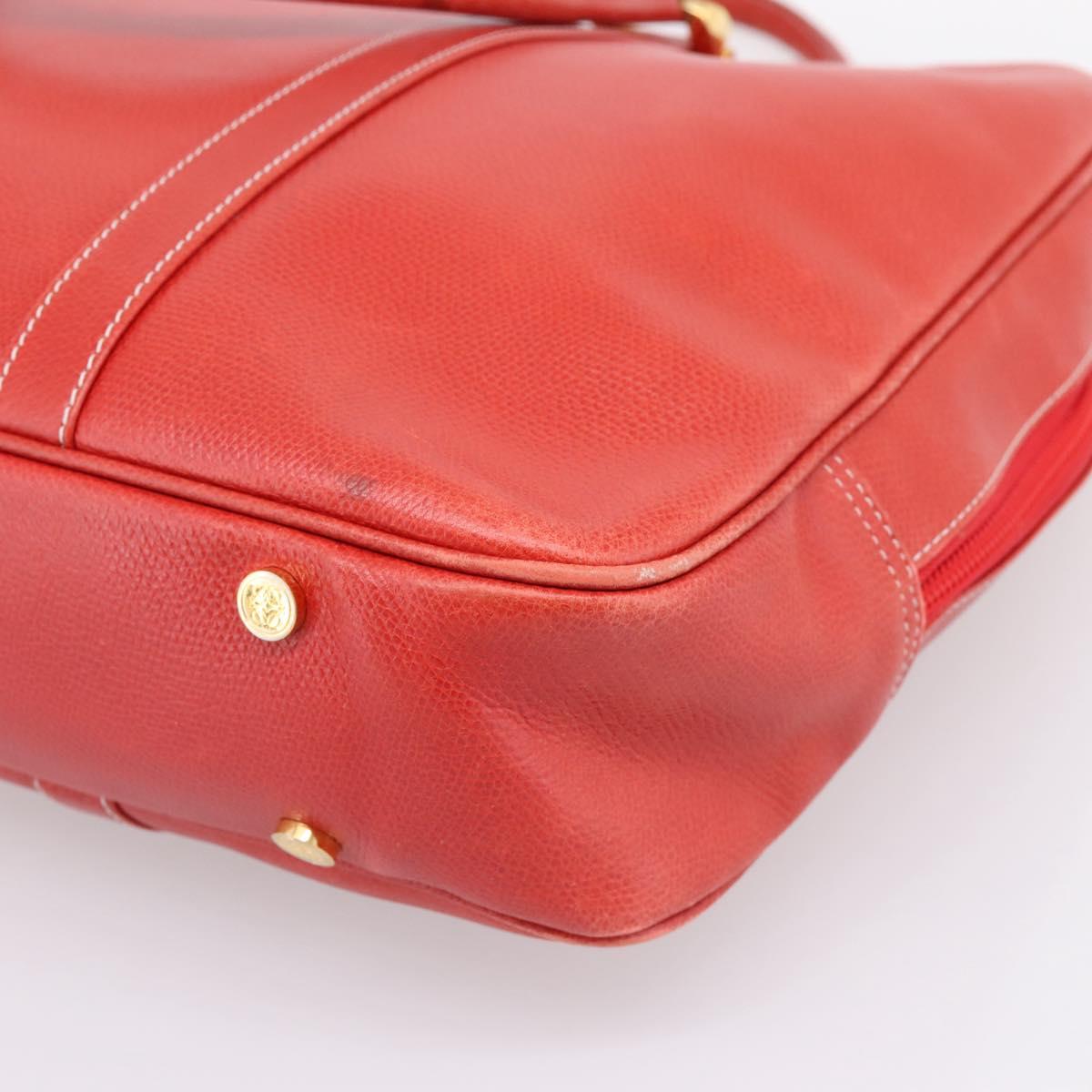 LOEWE Business Bag Leather Red Gold Auth 197616