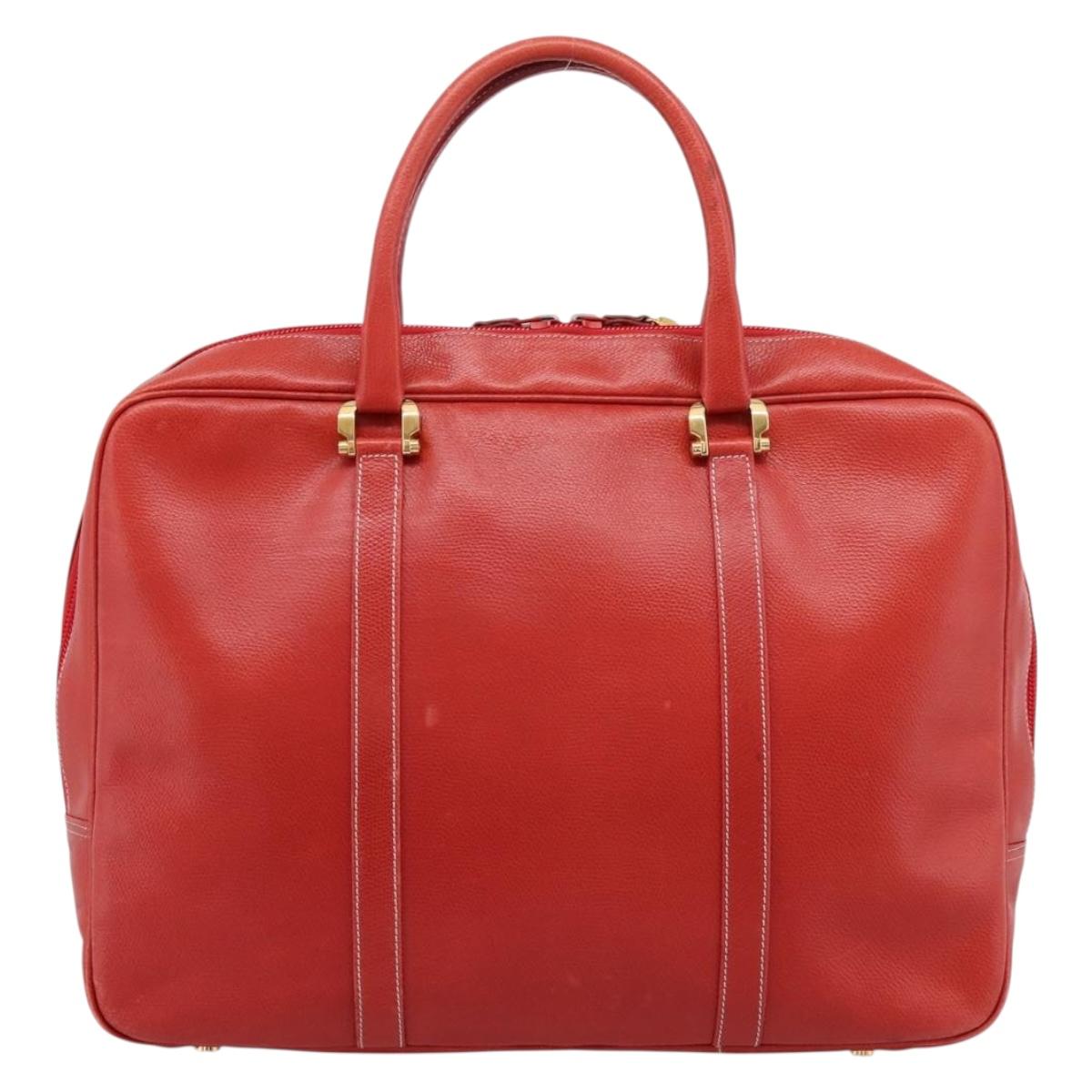 LOEWE Business Bag Leather Red Gold Auth 197616