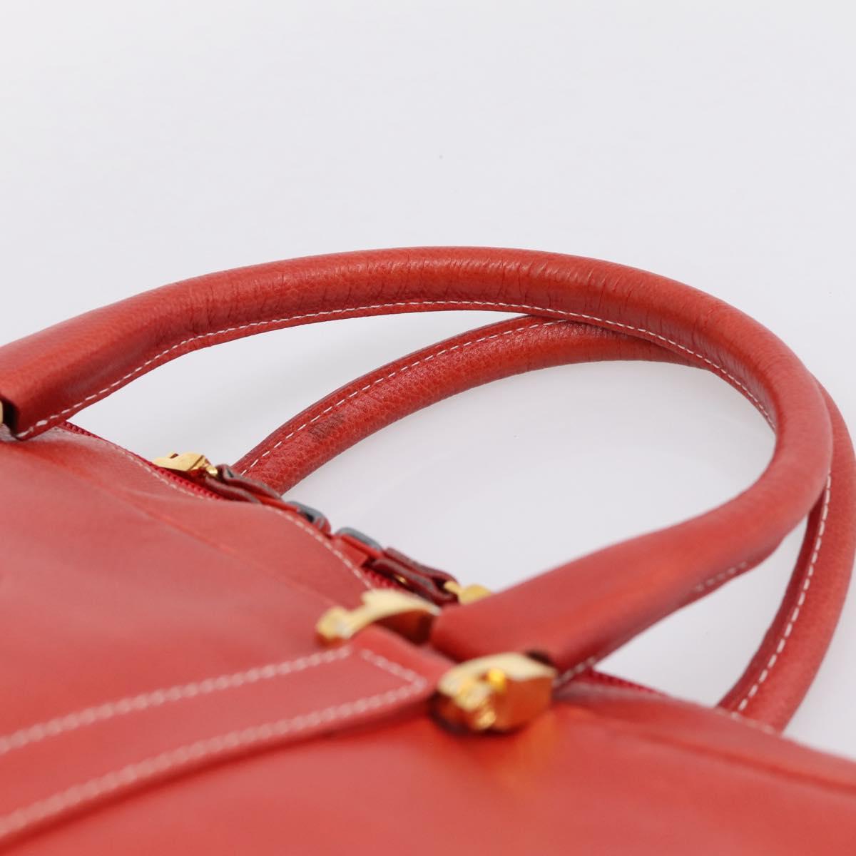LOEWE Business Bag Leather Red Gold Auth 197616