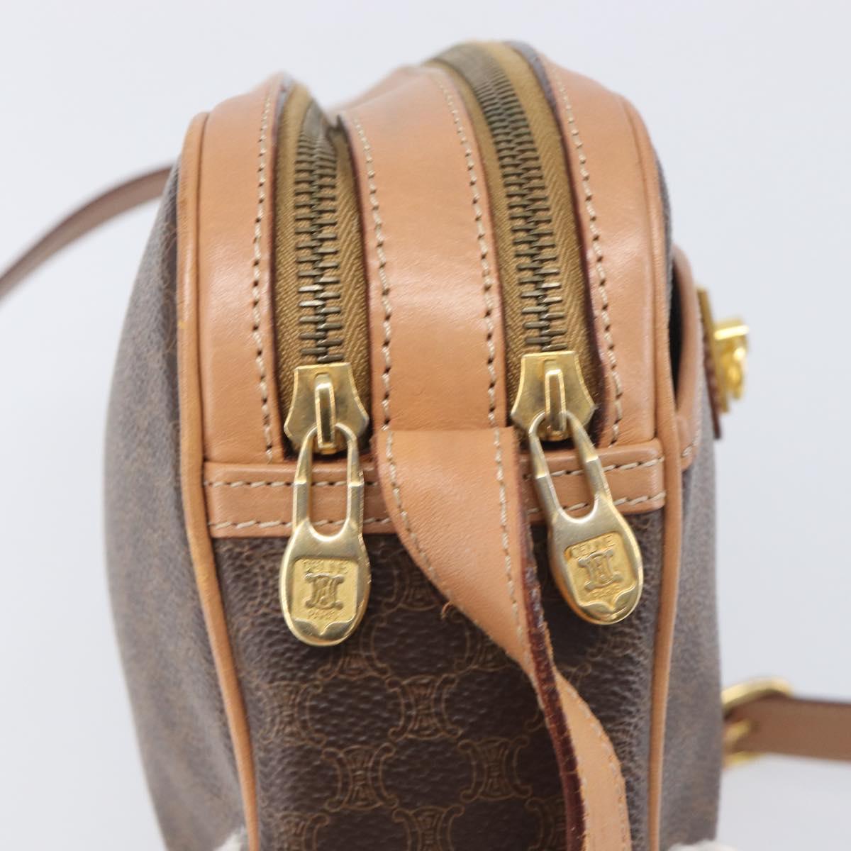 CELINE Macadam Shoulder Bag PVC Leather Brown Gold Auth 197617A