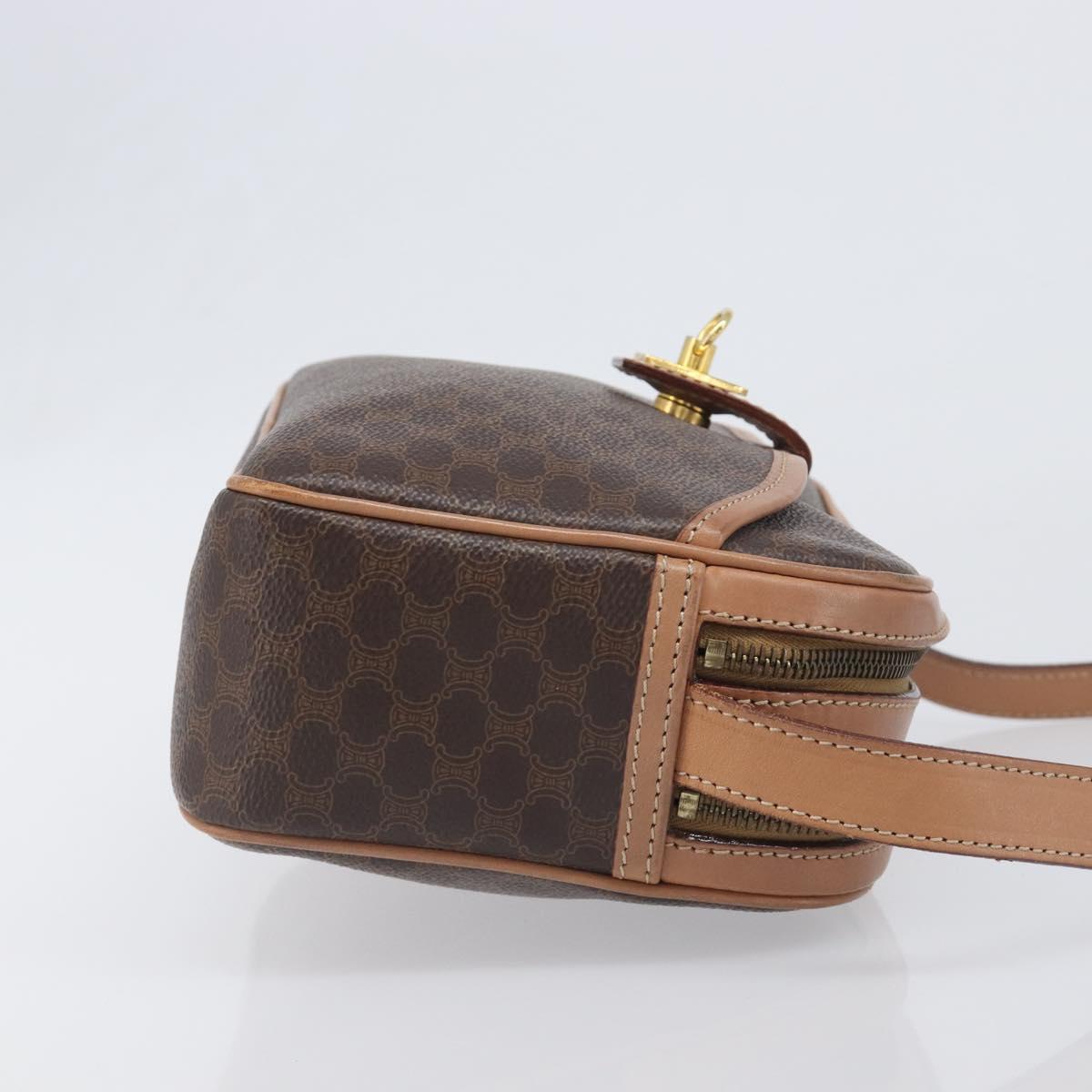 CELINE Macadam Shoulder Bag PVC Leather Brown Gold Auth 197617A