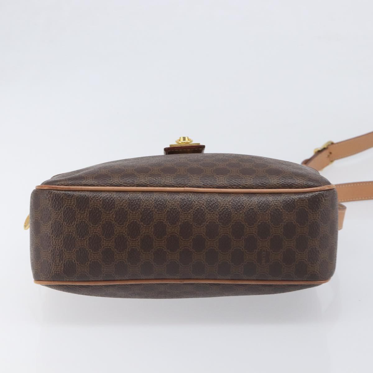 CELINE Macadam Shoulder Bag PVC Leather Brown Gold Auth 197617A