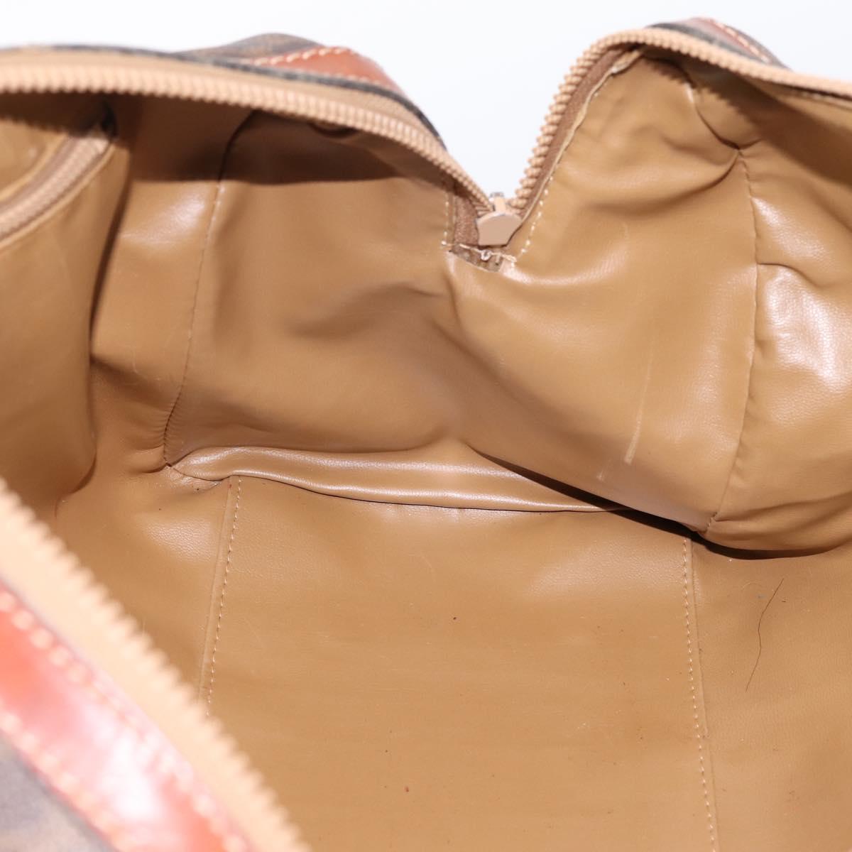 CELINE Macadam Canvas Boston Bag PVC Leather Brown Gold Auth 197619