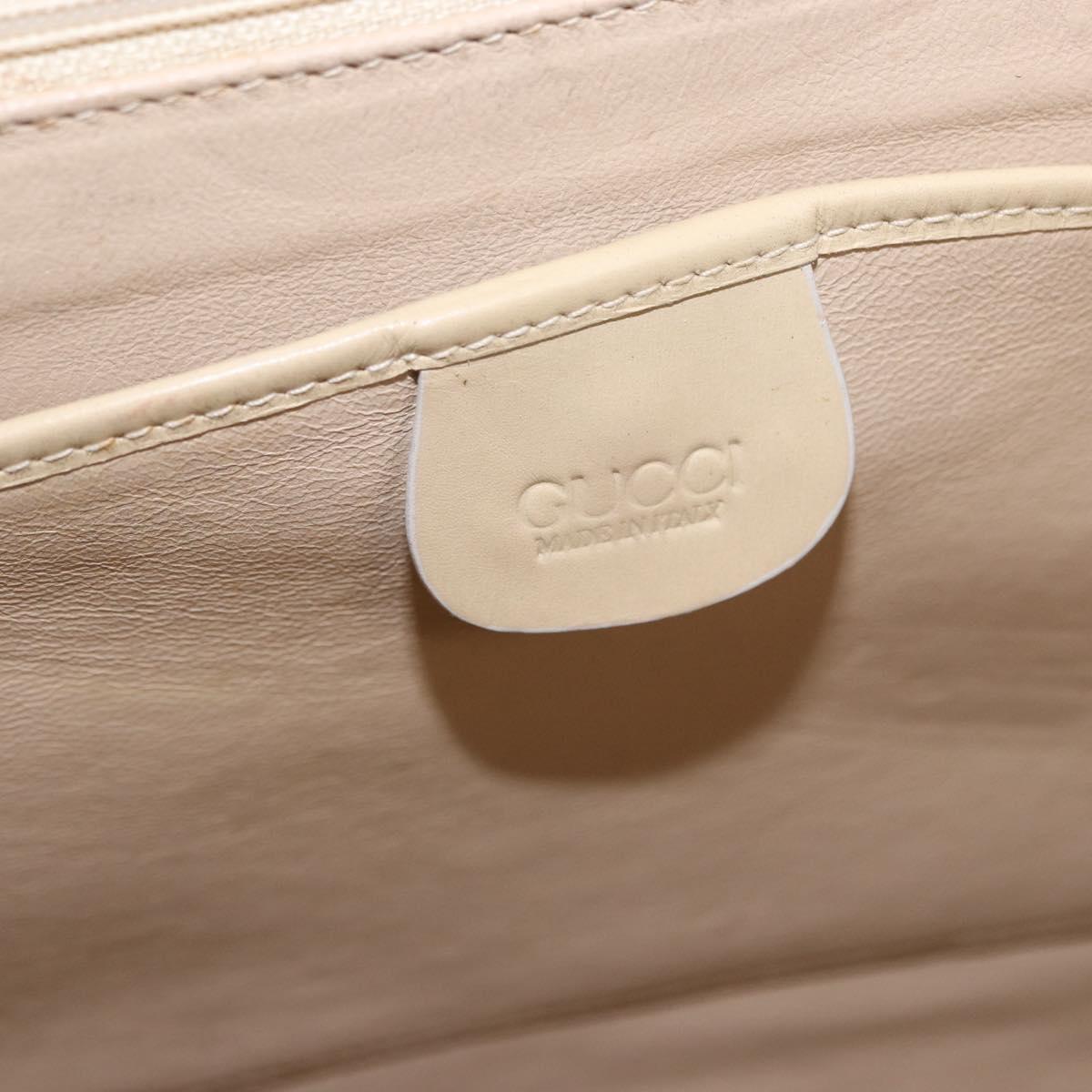GUCCI Hand Bag Leather 2way Beige Gold Auth 197623
