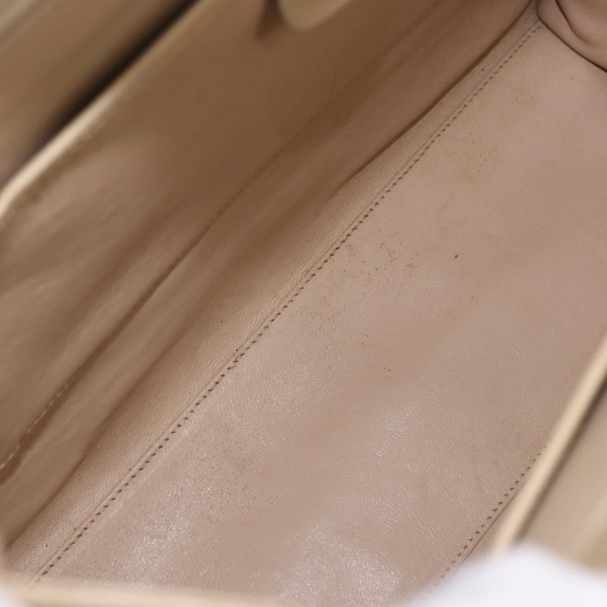 GUCCI Hand Bag Leather 2way Beige Gold Auth 197623
