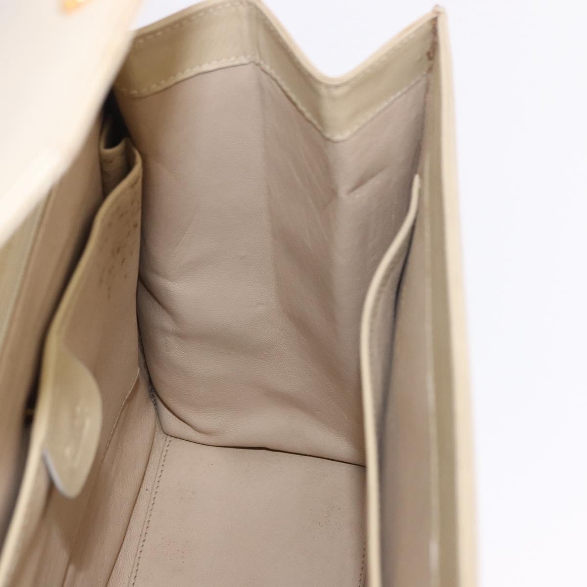 GUCCI Hand Bag Leather 2way Beige Gold Auth 197623