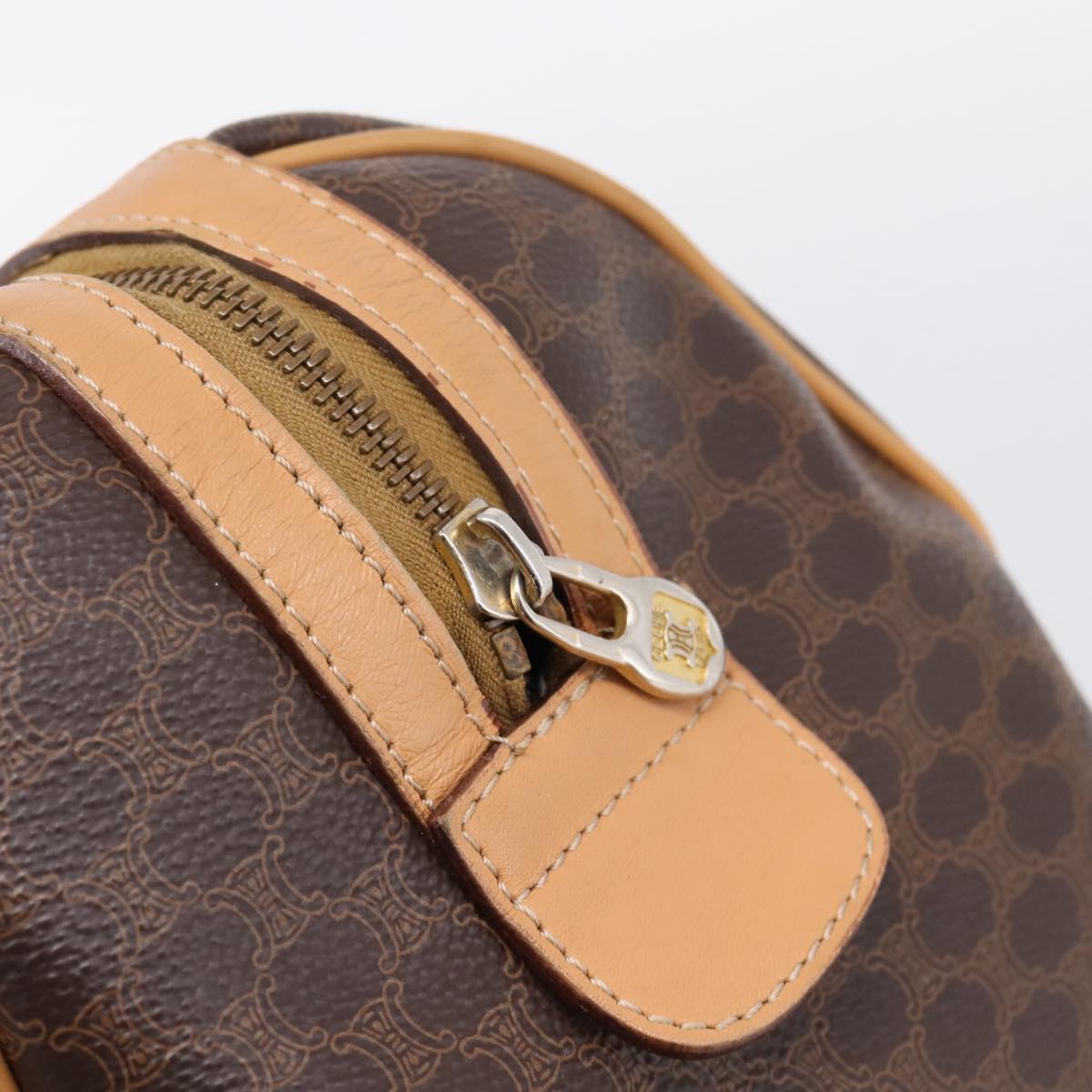 CELINE Macadam Canvas Boston Bag PVC Leather Brown Gold Auth 197624A