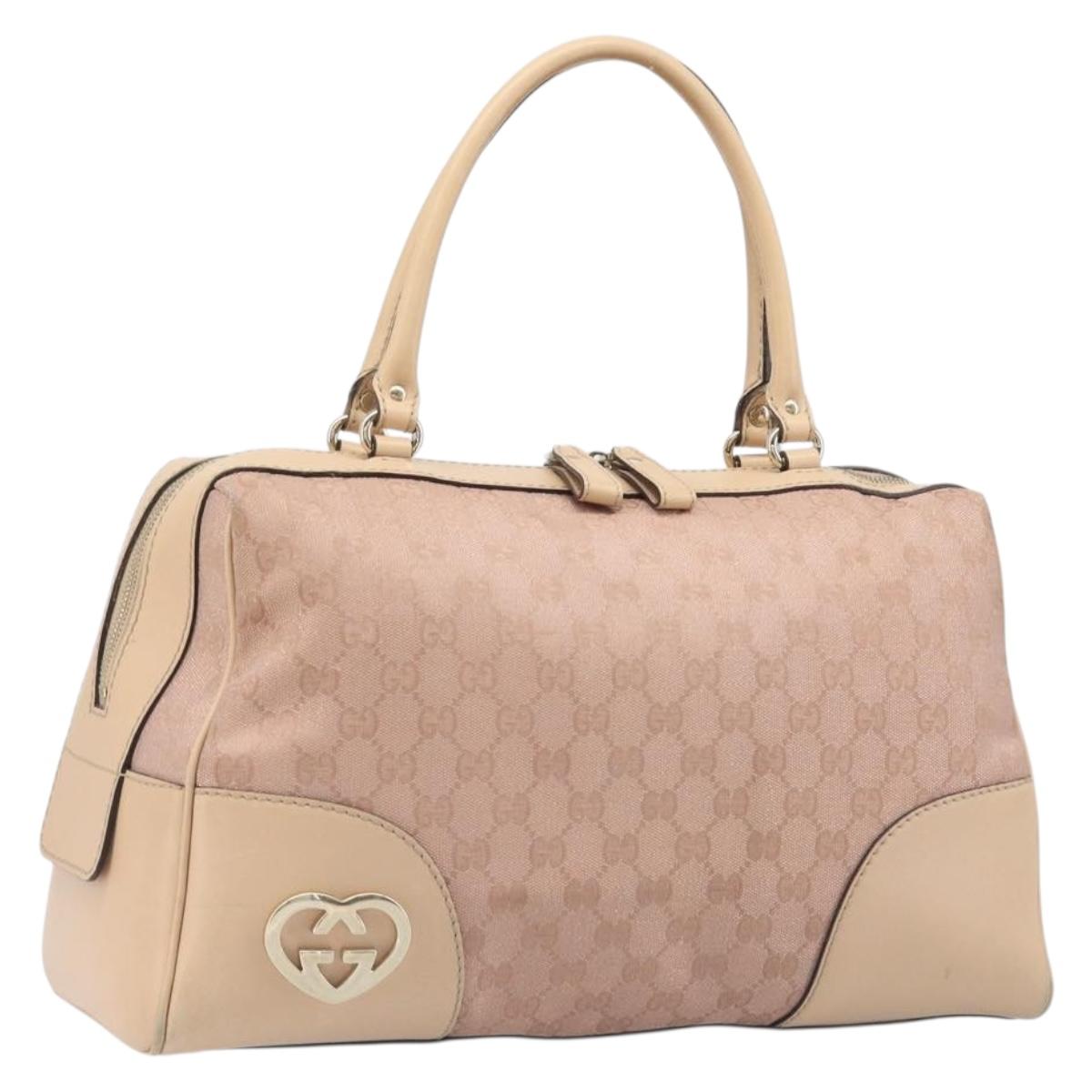 GUCCI GG Canvas Lovely Boston Bag Pink Gold Auth 197628