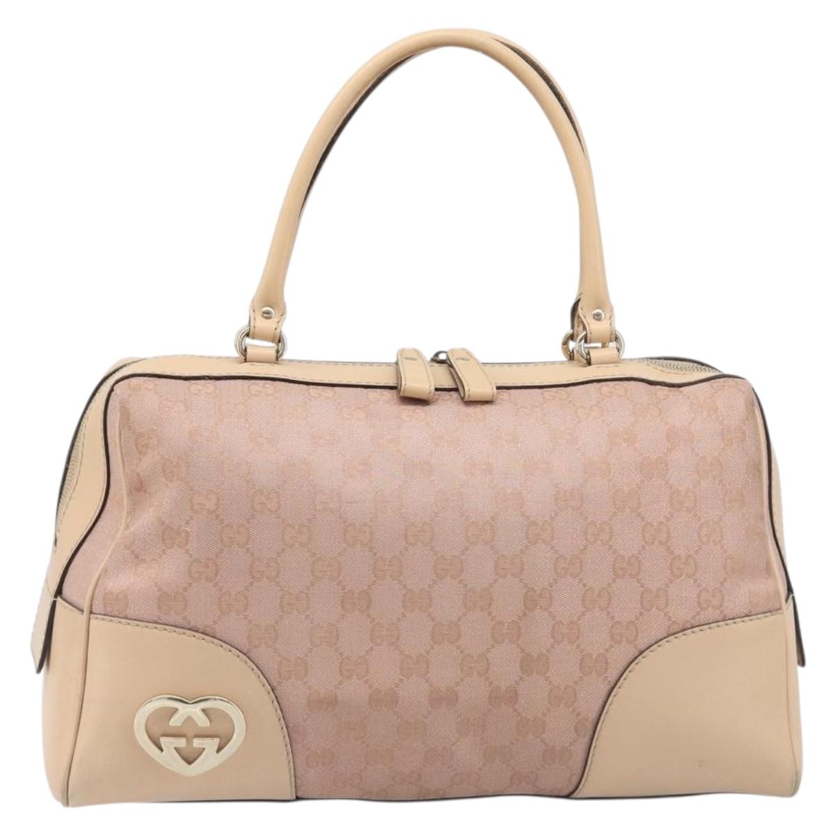 GUCCI GG Canvas Lovely Boston Bag Pink Gold Auth 197628