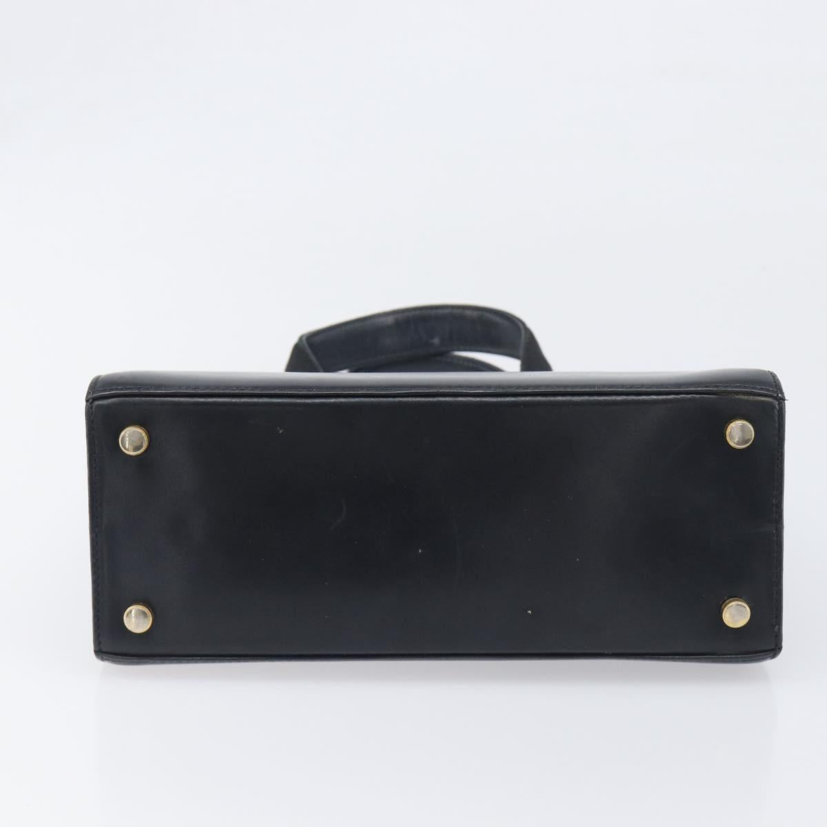 Salvatore Ferragamo Vala Hand Bag Leather Black Gold Auth 197630