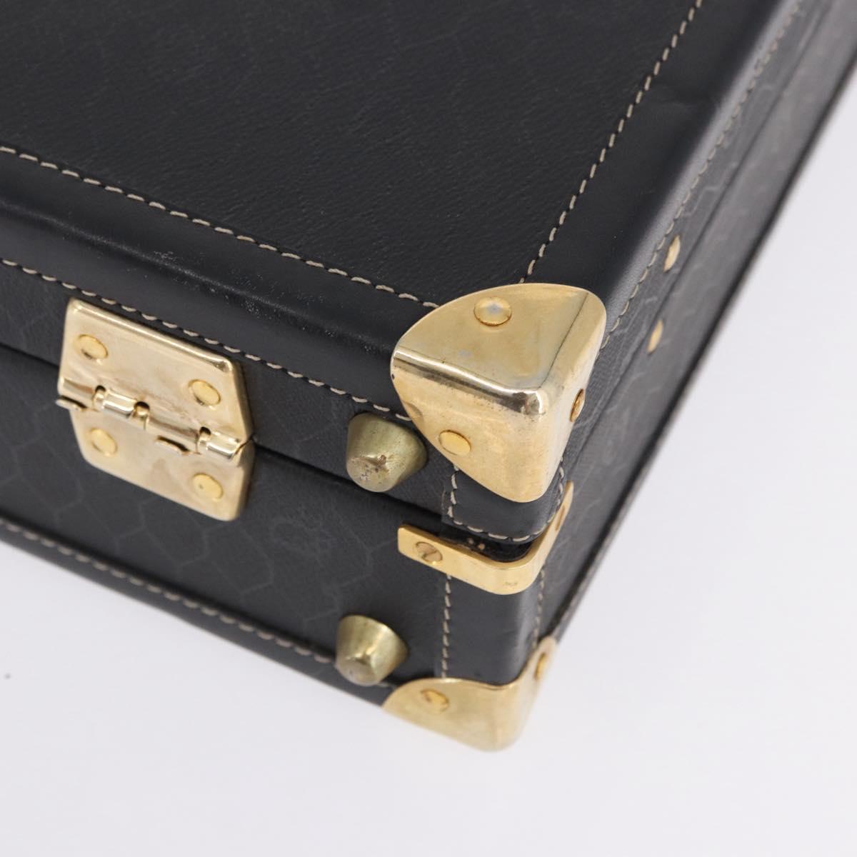 Christian Dior Honeycomb Canvas Trunk PVC Black Gold Auth 197631A