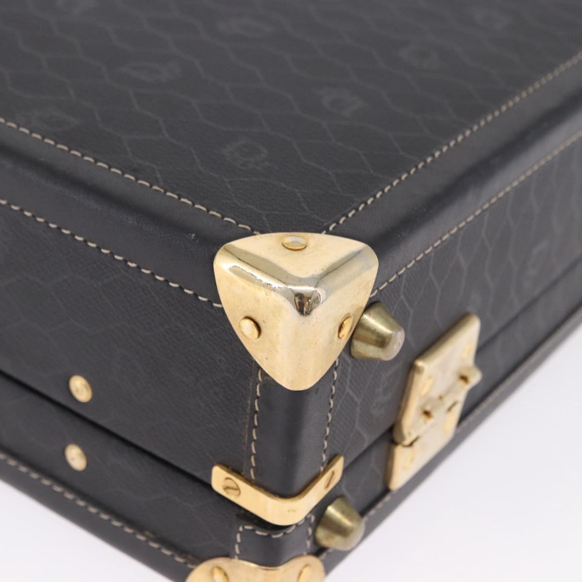 Christian Dior Honeycomb Canvas Trunk PVC Black Gold Auth 197631A