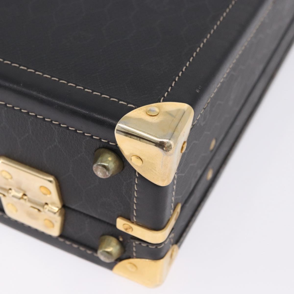 Christian Dior Honeycomb Canvas Trunk PVC Black Gold Auth 197631A