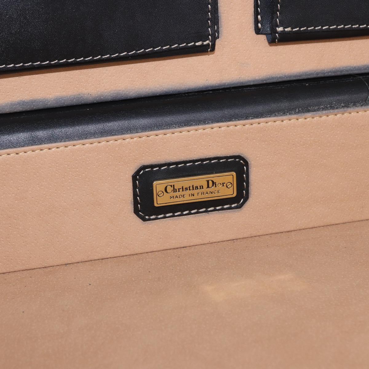 Christian Dior Honeycomb Canvas Trunk PVC Black Gold Auth 197631A