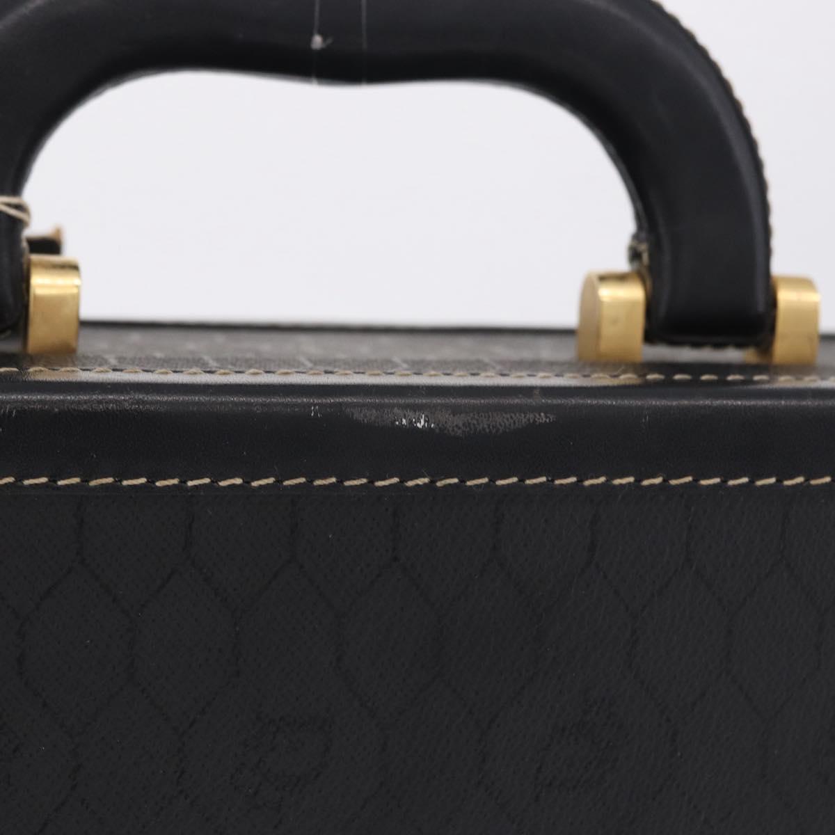 Christian Dior Honeycomb Canvas Trunk PVC Black Gold Auth 197631A