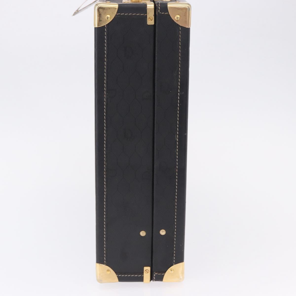 Christian Dior Honeycomb Canvas Trunk PVC Black Gold Auth 197631A