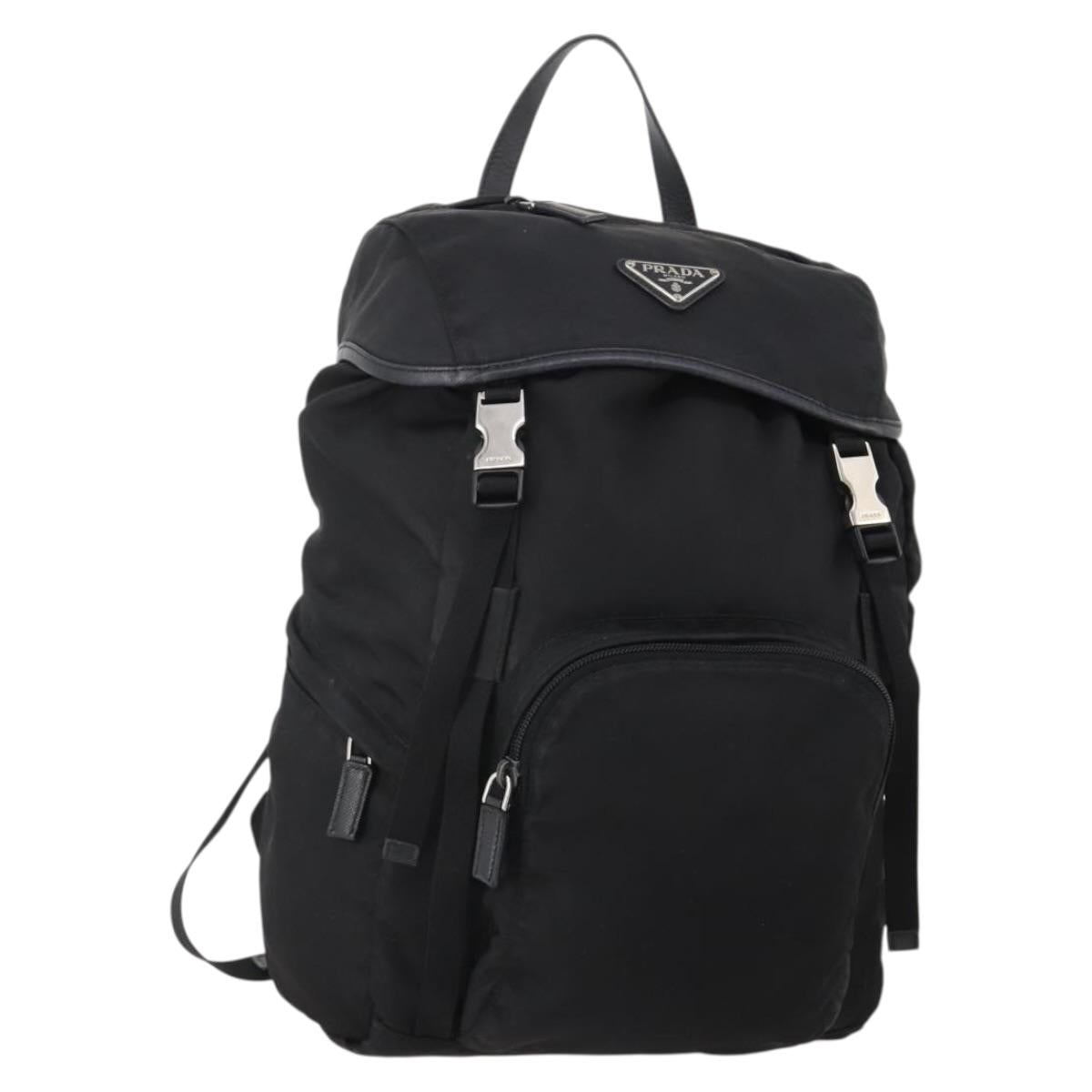 PRADA Backpack Nylon Black Silver Auth 197634