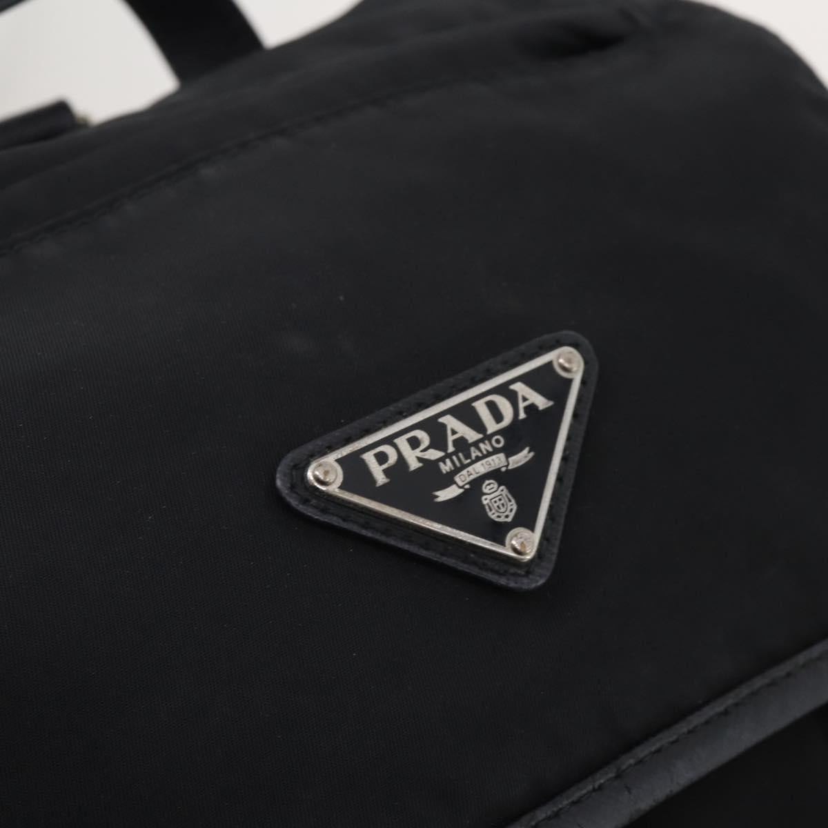 PRADA Backpack Nylon Black Silver Auth 197634
