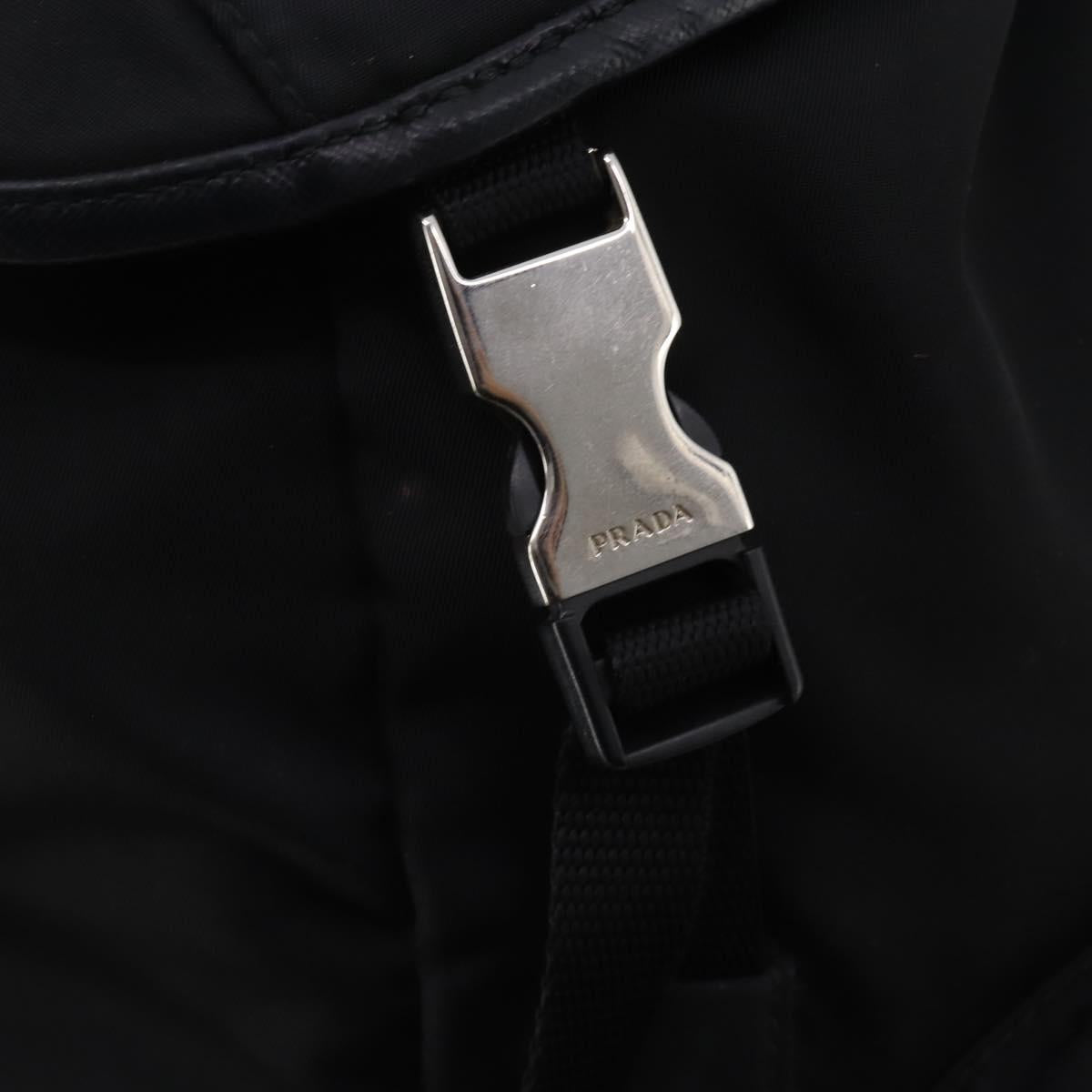 PRADA Backpack Nylon Black Silver Auth 197634