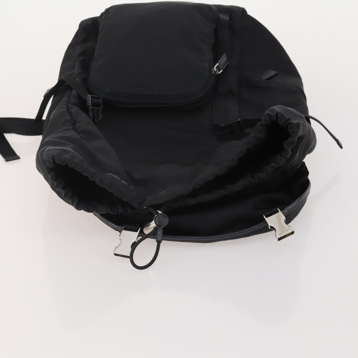 PRADA Backpack Nylon Black Silver Auth 197634