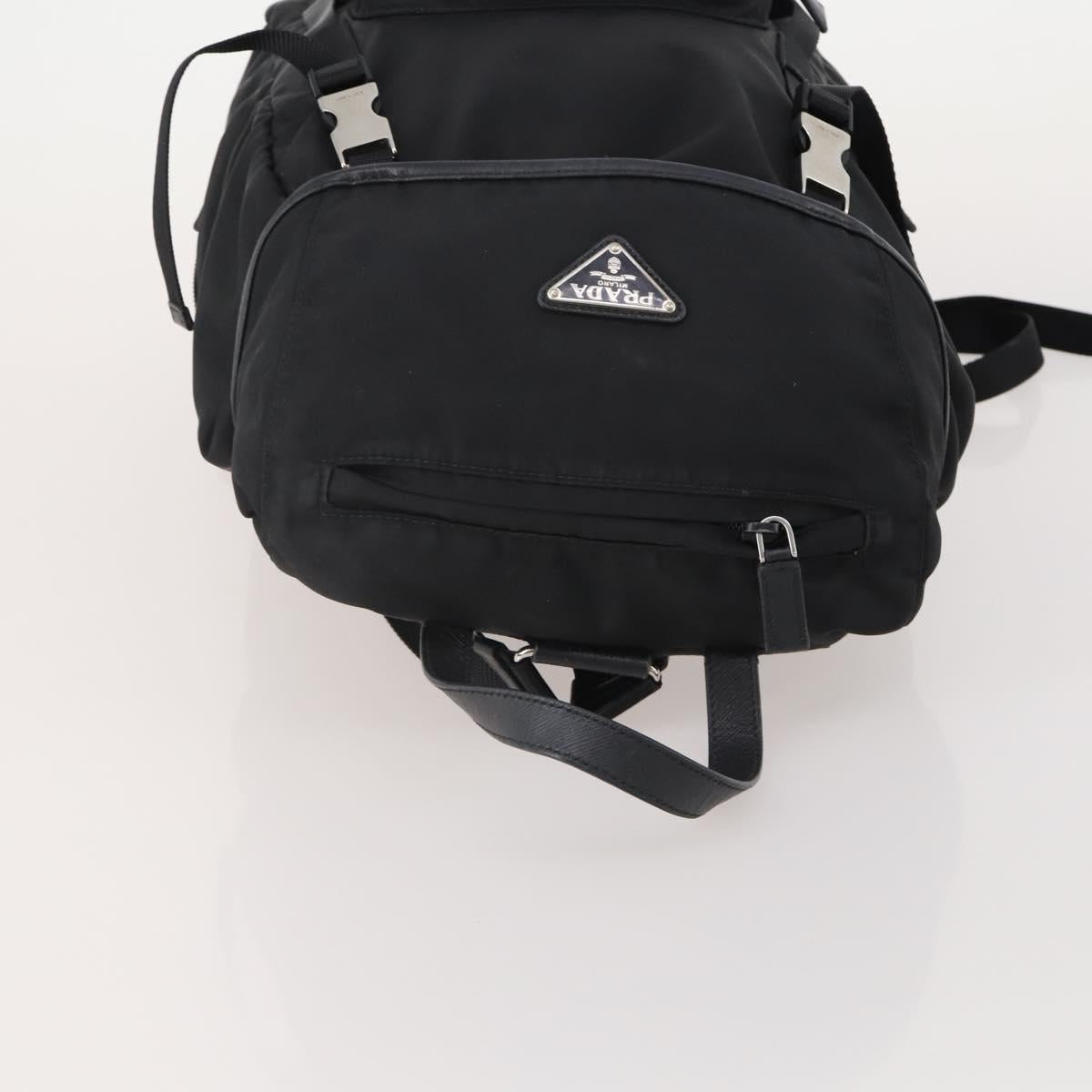 PRADA Backpack Nylon Black Silver Auth 197634