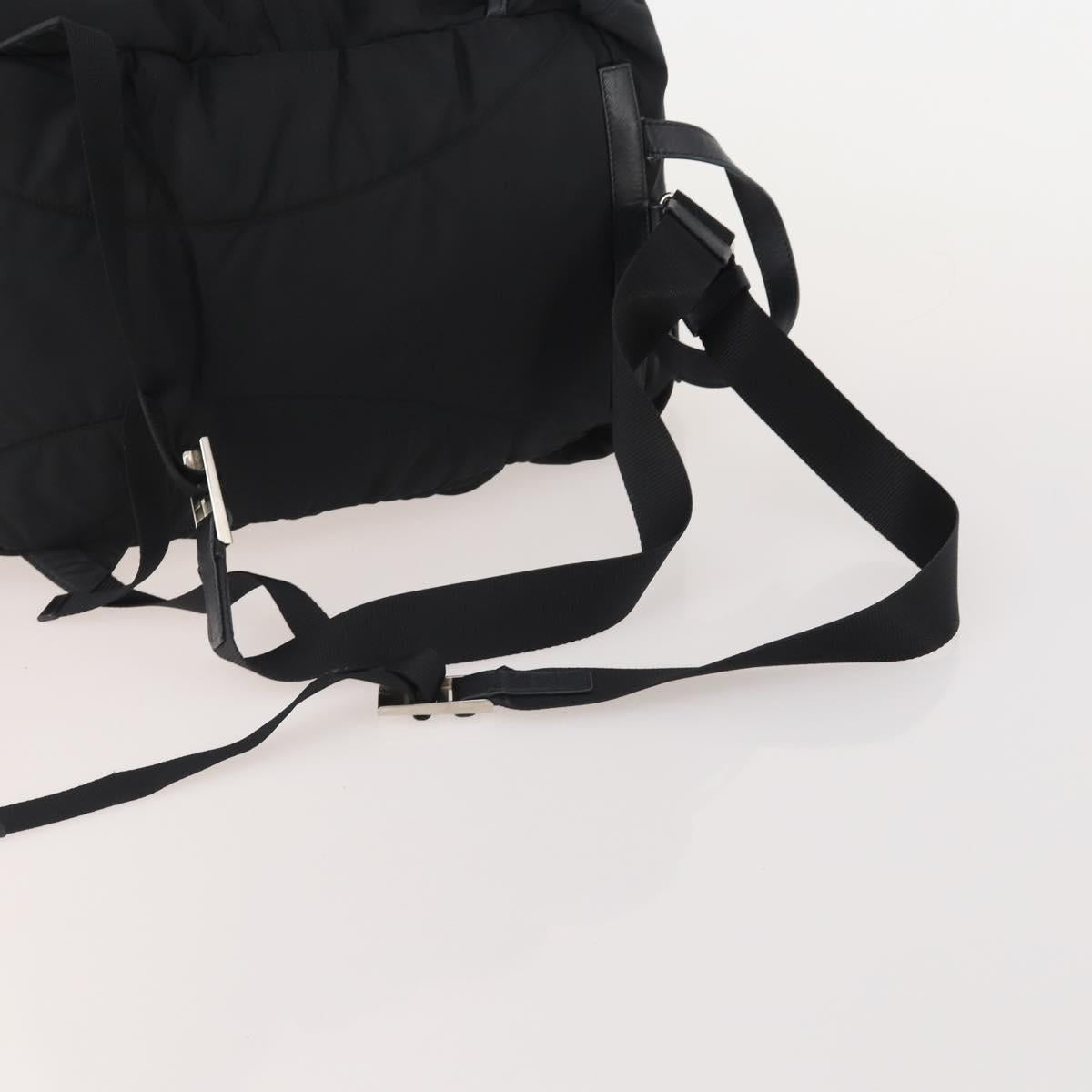 PRADA Backpack Nylon Black Silver Auth 197634