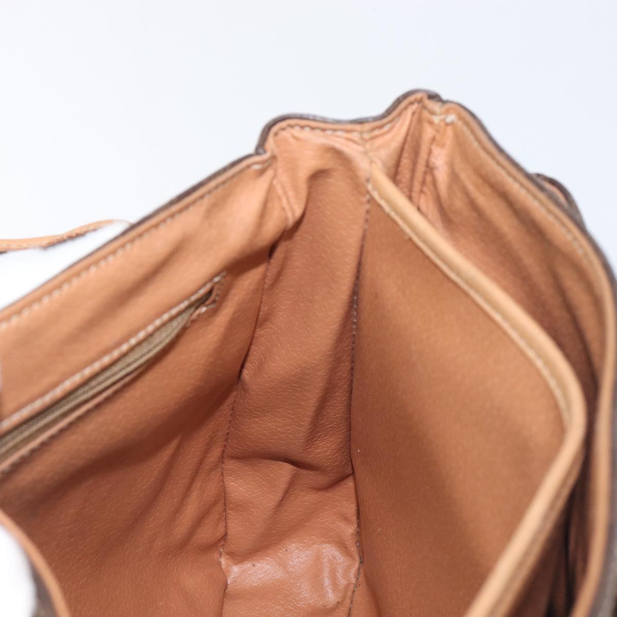 CELINE Macadam Canvas Hand Bag PVC Leather Brown Gold Auth 197642