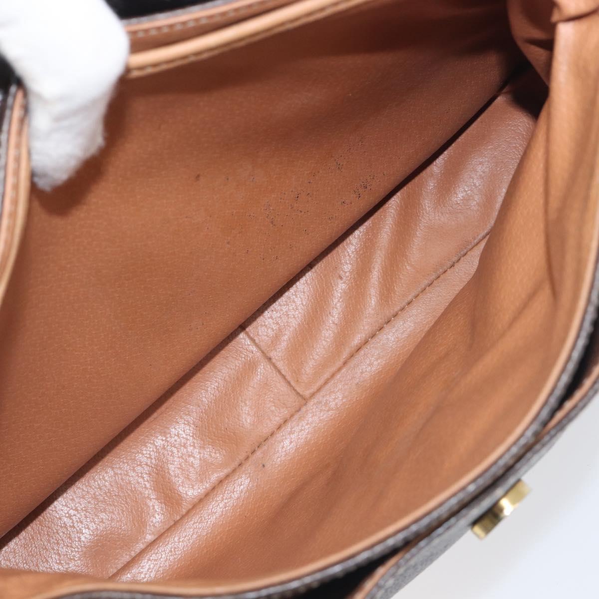 CELINE Macadam Canvas Hand Bag PVC Leather Brown Gold Auth 197642