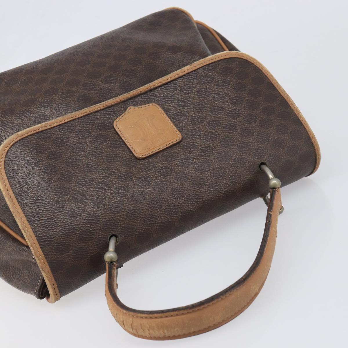 CELINE Macadam Canvas Hand Bag PVC Leather Brown Gold Auth 197642