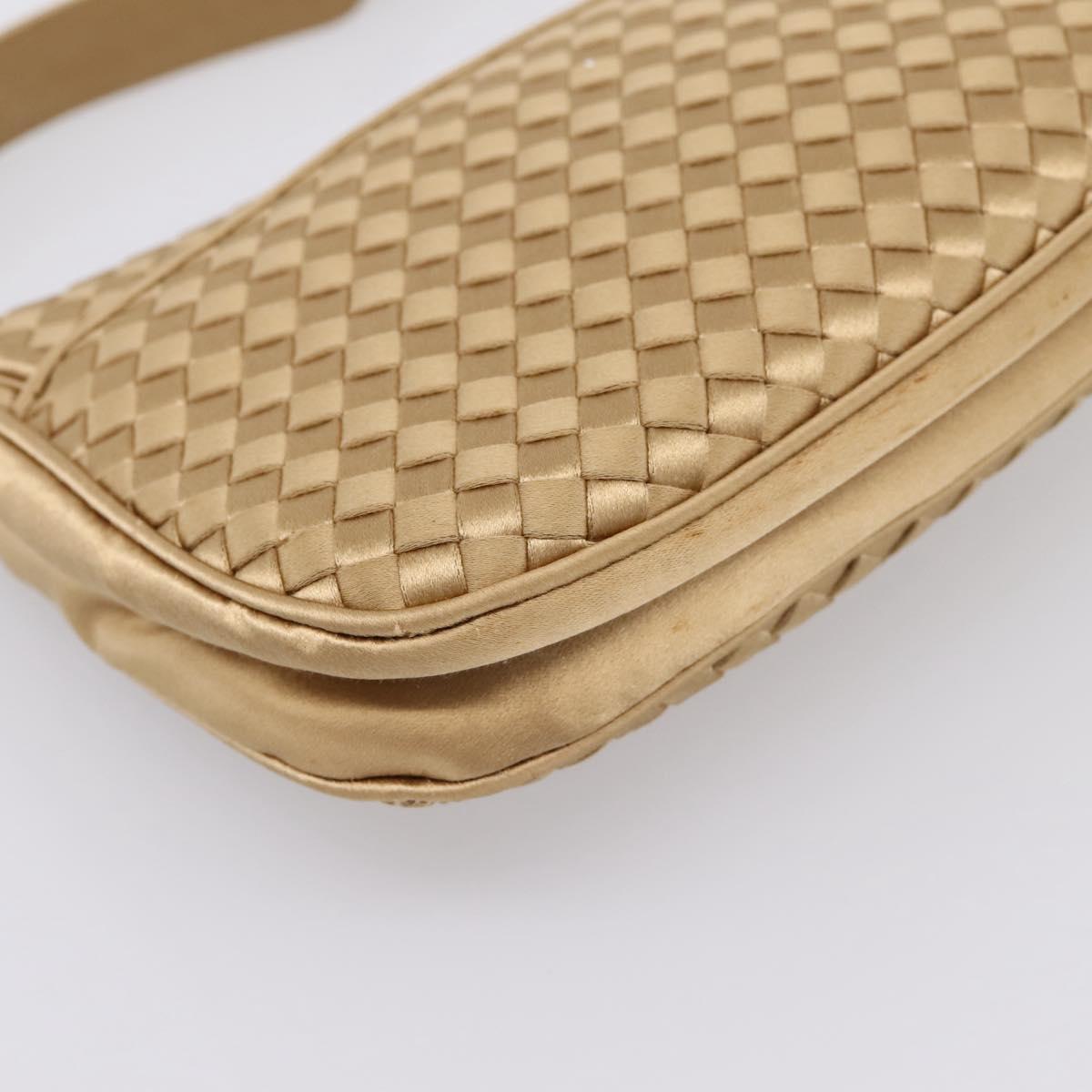 BOTTEGA VENETA INTRECCIATO Hand Bag Satin Gold Auth 197646