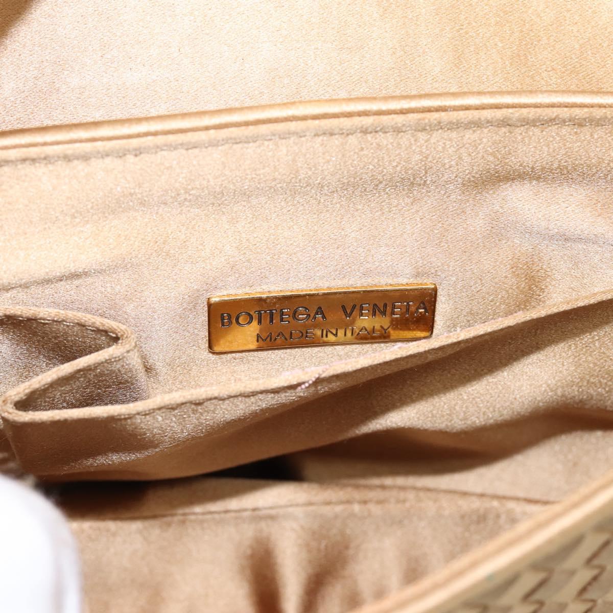 BOTTEGA VENETA INTRECCIATO Hand Bag Satin Gold Auth 197646