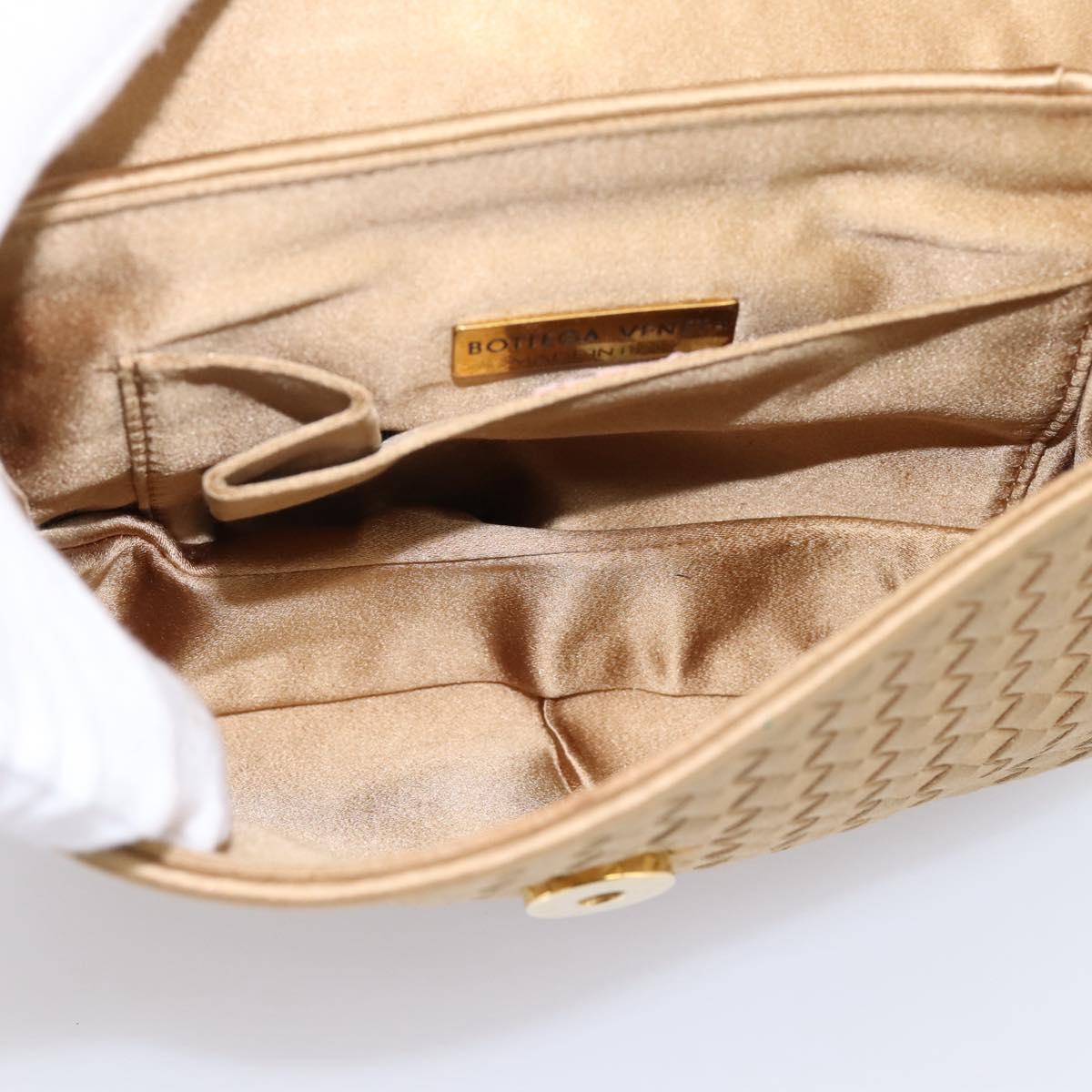 BOTTEGA VENETA INTRECCIATO Hand Bag Satin Gold Auth 197646