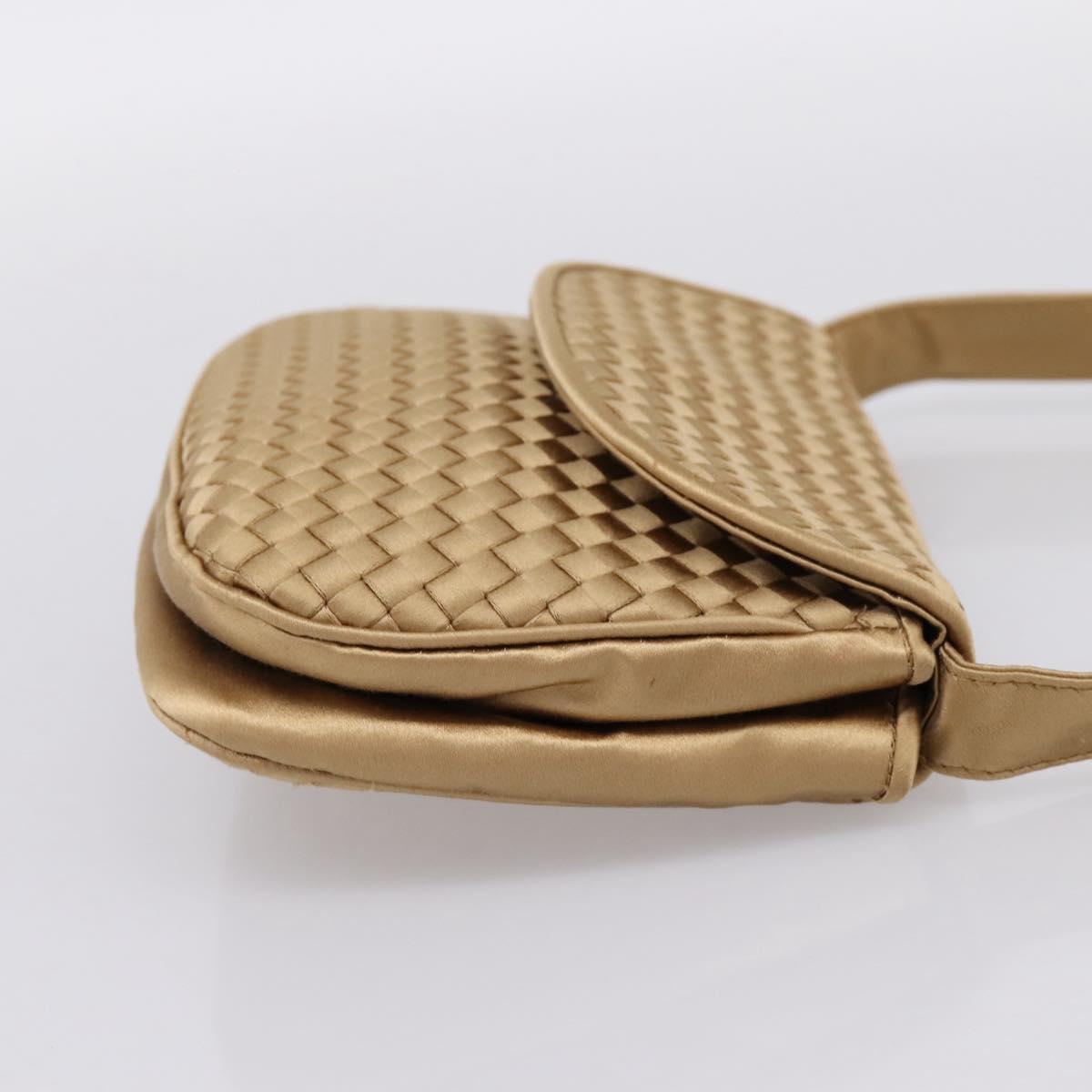 BOTTEGA VENETA INTRECCIATO Hand Bag Satin Gold Auth 197646
