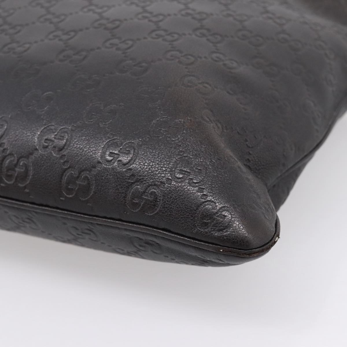 GUCCI GG Canvas Guccissima Shoulder Bag Leather Black Gold 201446 Auth 197649