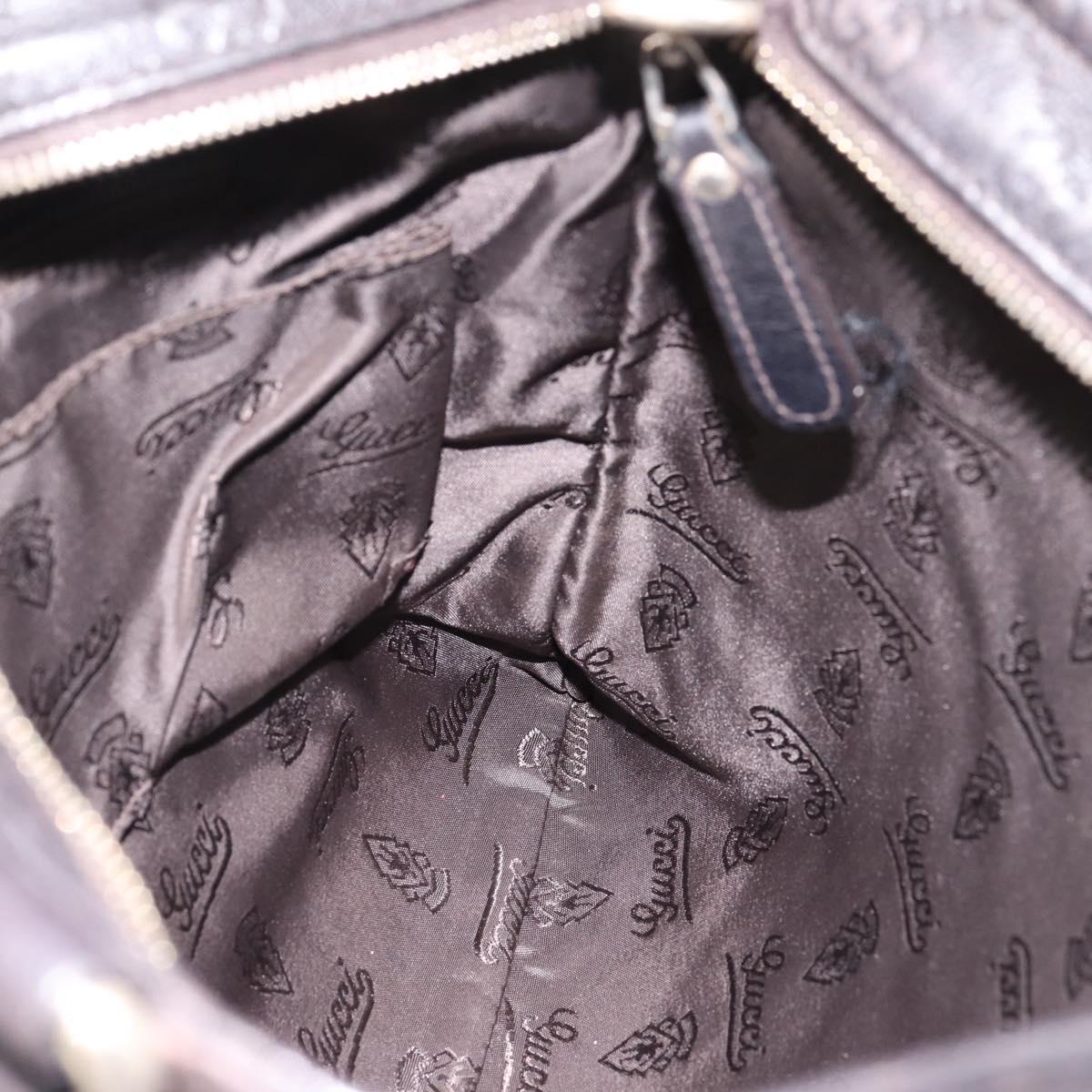 GUCCI GG Canvas Guccissima Shoulder Bag Leather Black Gold 201446 Auth 197649