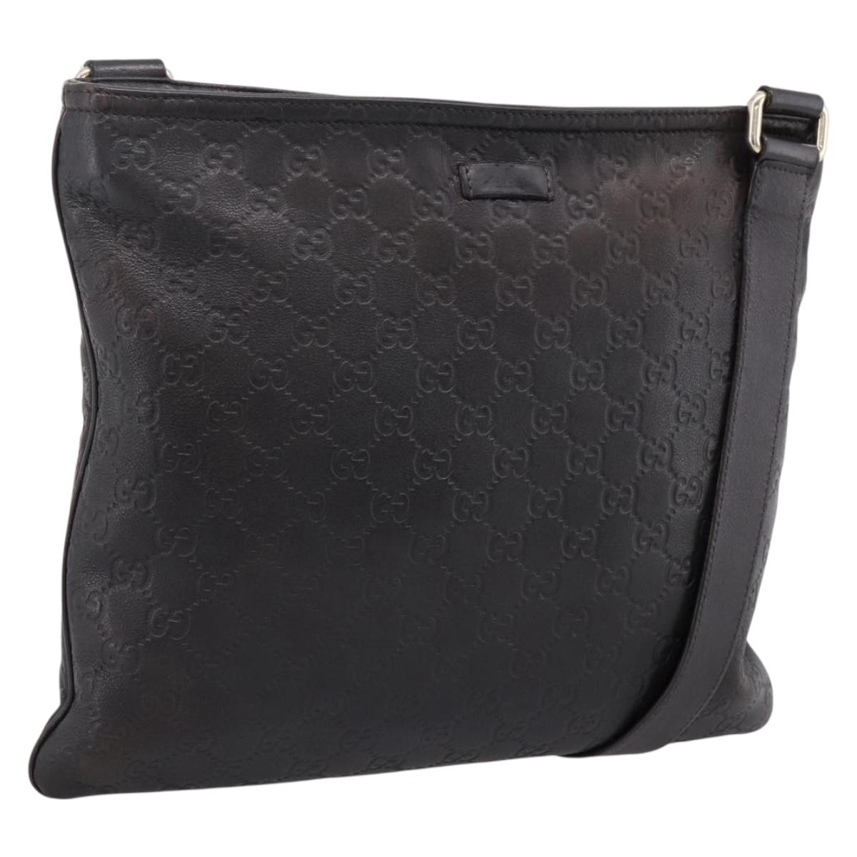 GUCCI GG Canvas Guccissima Shoulder Bag Leather Black Gold 201446 Auth 197649