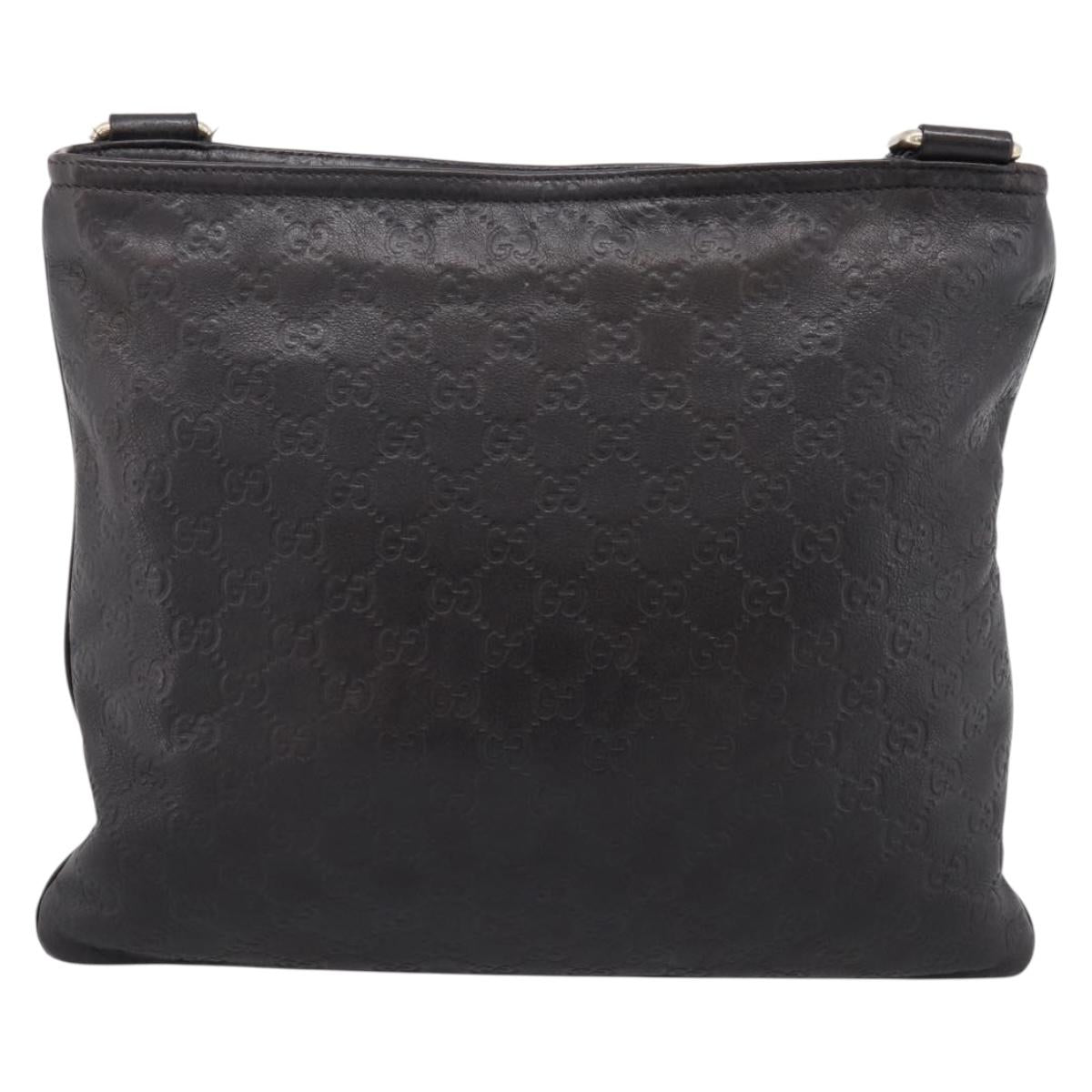 GUCCI GG Canvas Guccissima Shoulder Bag Leather Black Gold 201446 Auth 197649