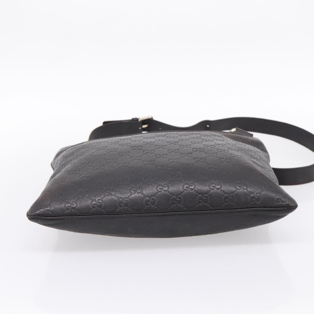 GUCCI GG Canvas Guccissima Shoulder Bag Leather Black Gold 201446 Auth 197649
