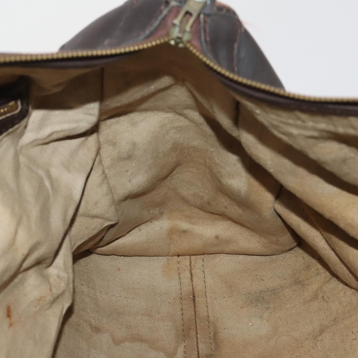 Christian Dior Trotter Canvas Boston Bag Beige Gold Auth 197651