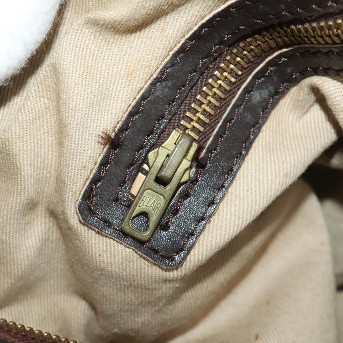 Christian Dior Trotter Canvas Boston Bag Beige Gold Auth 197651